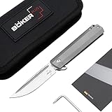 BÖKER PLUS® Cataclyst Titan - Flipper Taschenmesser mit Titan Griff - Gentleman Folder mit D2 Klinge & Framelock - EDC Klappmesser in Geschenk-Box (Cataclyst Titan)