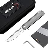 Böker Plus® Cataclyst Titan - Flipper Taschenmesser mit Titan Griff - Gentleman Folder mit D2 Klinge & Framelock - EDC Klappmesser in Geschenk-Box (Cataclyst Titan)