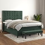 SKM Boxspringbett mit Matratze Dunkelgrün 140x200 cm Samt,77 KG,3138088,Color: Grün