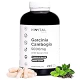 Garcinia Cambogia 5000 mg. 240 vegane Kapseln für 4-monatige Kur. Natürliches Garcinia Cambogia 60% HCA mit natürlichem Grüntee. Hergestellt von HIVITAL