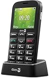 Doro 1380 Handy, 2G, Dual-SIM, für Senioren mit großen Tasten, Kamera, Unterstützungstaste und Ladegerät, schwarz