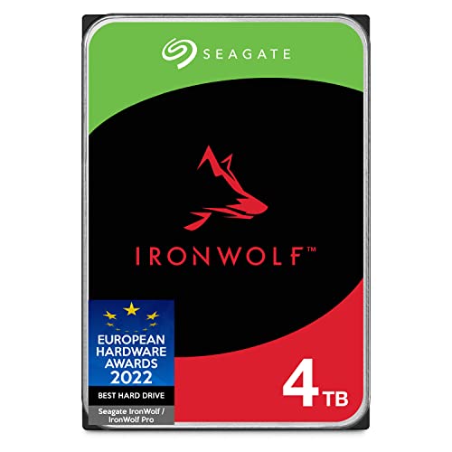 Seagate IronWolf 4 TB interne Festplatte, NAS HDD, 3.5 Zoll, 5900 U/Min, CMR, 64 MB Cache, SATA 6 GB/s, Silber, inkl. 3 Jahre Rescue Service, FFP, Modellnr.: ST4000VNZ06