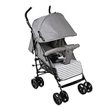 SAYOYO Buggy Faltbar Passend für 6 Monate bis 15 kg, Leichter Kinderwagen mit Korb und Erweitertes Verdeck und 5-Punkt-Gurt, Grau
