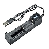 CAIONPLE Batterieladegerät USB 1 Slot Universal Schnellladung Wiederaufladbare Batterieladegerät für 18650 26650 14500 16340 ABS