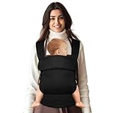Tuocal Babytrage für Neugeborene bis Kleinkinder, Ergonomische Bequeme und Leichte Babytrage, Verstellbare Kopf- und Nackenstütze, Verbesserte Lendenwirbelstütze für Babys 4-20 kg 3-36 Monate, Schwarz