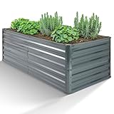 Arebos Hochbeet Metall 180x90x79 cm | Gartenbeet aus verzinktem Stahl | Pflanzbeet wetterfest & rostfrei | Rechteckiges Gemüsebeet für Garten & Terrasse | Hochbeet Bausatz ohne Boden