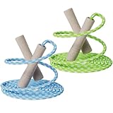 Homello Verstellbare Springseil für Kinder, Springen Seil mit Holzgriff und Baumwollseil, ideal für Fitness Training/Spiel/Fett Brennen Übung - 260cm (Blau + Grün, 2 Stück)