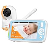 BOIFUN Babyphone mit Kamera, 5' 720P IPS Video Babyfon ohne WLAN, 360 Grad Nachtsicht, Geräusch-/Temperaturerkennung, Zwei-Wege Audio, 300m Hohe Reichweite, Plug & Play, 3050mAh Akku, Wiegenlieder
