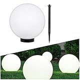 Green Blue GB166 Außensolarlampe Solarkugel Solarleuchte LED Leuchtkugel Garten Beleuchtung (Weiß, 25cm)
