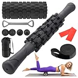 9 In 1 Faszienrolle Wirbelsäule Set,Foam Roller Mit Massageroller Stab,Schaumstoffwalze, Widerstandsbänder Krafttraining,Massageball,Massagemuskeln,Faszienrolle Set Für Yoga,Sportler