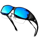 KANASTAL Überziehbrille Damen und Herren Verspiegelt Blau Sonnenbrille zum Überziehen für Brillenträger Sonnenbrille Unisex UV400 Fit over brille