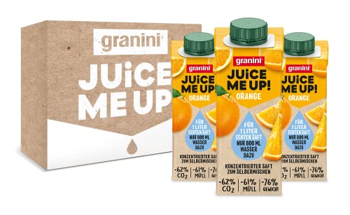 granini JUiCE ME UP Orange (3 x 200 ml) – für jeweils 1 Liter echten Orangensaft! Konzentrierter Saft zum Selbermischen, ohne Zuckerzusatz, vegan