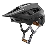 Fahrradhelm Mountainbike Helm MTB Helme Visier Verstellbar für Herren Damen Erwachsene Jugend (Mattschwarz, M)