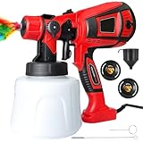 Elektrisches Lackierpistole, 850W 1400ML Farbsprühgerät mit Verstellbarem Luft, 3 Düsen und 3 Muster Farbsprühgerät, farbsprühpistole für den Innen- und Außenbereich
