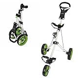 Caddymatic Golf PRO LITE 3-Rad Golf-Trolley Weiss/GRÜN