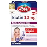 Abtei Biotin 10 mg Forte - Für Haut, Haare und Nägel - Mit 10 mg Biotin - hochdosiert, glutenfrei, für Vegetariert geeignet - 30 Tabletten