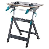 wolfcraft Master 750 Ergo - 6871000 - höhenverstellbarer Spann- und Maschinentisch - für Kapp- und Gehrungssäge und Bohrständer - Gestell aus stabilem Stahlrohr - bis 125 kg belastbar