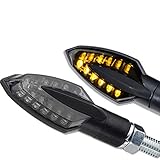 Germany Motorsports LED Mini Micro Motorrad Blinker Sliver Vinci schwarz smoke getönt E-geprüft vorn hinten (1 Paar)