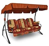 Angerer Freizeitmöbel GmbH Hollywoodschaukel Ibiza - Gartenschaukel Made in Germany - Schaukel zum Sitzen, Liegen und Entspannen - mit Bett-Funktion - einfache Montage (Rot-Terra-Beige Gemustert)