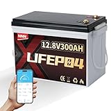 NNH Lifepo4 300AH 12V Batterie Bluetooth,Mini Lithium Batterie 12V 300AH mit 200A BMS Sicherheitsschutz,8000 Zyklen Deep Cycle,Perfekt für Wohnwagen,Wohnmobil,Solar