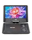 VEVOR tragbarer DVD-Player mit drehbarem HD-Bildschirm (256 mm), eingebauter Akku mit 4 Std. Laufzeit, 2 Lautsprecher, unterstützt Synchronisierung von TV/USB/SD-Karte/CD/DVD, Autoladegerät schwarz