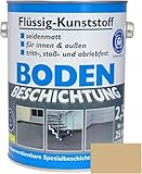 Dynamic24 Flüssig Kunststoff 2,5L Bodenbeschichtung 25m² Betonfarbe Beton Beschichtung Boden Estrich Farbe Halle Estrichfarbe Bodenfarbe für innen und außen Keller Terrasse Kellerboden (Beige)