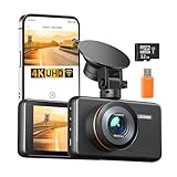 iZEEKER 4K Dashcam Auto, 2160P WiFi Dash Cam Autokamera mit 32GB Karte, Nachtsicht-Dashcam mit Loop-Aufnahme, G-Sensor Auto Lock, 24h Parkmodus, WDR