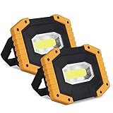 T-SUN LED Baustrahler Akku 2 Stück, Campinglampe Tragbar, 30W 2000LM Superhell Wiederaufladbare Strahler, LED Arbeitsleuchte USB für Garage Outdoor Camping Angeln Notfall Baustellen, 3 Lichtmodi