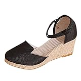 EQWIGKEIT Espadrilles für Damen, Pumps Damen Elegant Sandaletten Slingback Keilabsatz Schuhe Wedges Mit Absatz Keilsandalen Bequem Sandalen Sommer Strandsandalen Geschlossene Sommerschuhe Espadrilles