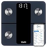 Vitafit Körperfettwaage Personenwaage mit APP 180kg, Körperanalysewaage mit Bluetooth, Waage Personen mit körperfett und muskelmasse, BMI, Protein, BMR, Schwarz