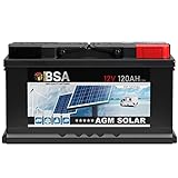 BSA AGM Batterie 120Ah 12V Solarbatterie Deep Cycle Wohnmobil Bootsbatterie zyklenfeste wartungsfreie VRLA Batterie ersetzt 100Ah 110Ah