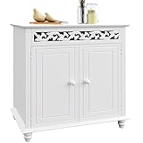 Casaria® Kommode Weiß Wohnzimmer Flur Holz Sideboard 2 Türen Landhaus Stil Schlafzimmer Kommodenschrank herausnehmbarer Boden Schmal 76x65x35cm Klein