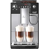 Melitta Latticia OT- Kaffeevollautomat - mit Milchsystem - flüsterleises Mahlwerk - Direktwahltaste - einstellbare Kaffeestärke - Silber/Schwarz (F300-101)
