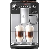 Melitta Latticia OT- Kaffeevollautomat - mit Milchsystem - flüsterleises Mahlwerk - Direktwahltaste - einstellbare Kaffeestärke - Silber/Schwarz (F300-101)