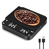 Gaethra Digitale Kaffeewaage mit Timer 2kg/0,1g Hohe Präzision, Espresso Waage mit 6 Maßeinheiten, USB-C Wiederaufladbar, Automatischer Tarierung, Mini Waage für Pour Over & Barist