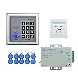 YAVIS 125 kHz RFID Kartenleser, freistehend, Zutrittskontrolle + 110 – 240 V AC 12 V DC 3 A 36 W Power Supply + Nähe Eingangstür, Nummernblock, 10 Tasten EXIT Charms Schlüssel