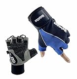 Mateidas Gym Gloves Men Cycling Gloves for Men Weight Lifting Gloves Women Bike Gloves Leather with Wrist Strap Breathable Padded Support with Palm Protection (Blue, L)