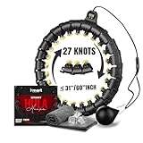 K-MART Smart Hula-Hoop, gewichteter Hula-Hoop, verstellbar, für Fitnessübungen, gewichtet, 27 abnehmbare Knoten/Glieder (Schwarz/Gold)