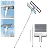 4 in 1 Sprüh Teleskopstange Fensterreinigung mit Abwassersammler und 3 Pads, Fensterwischer Mit Teleskopstiel mit Verlängerungsstange Fensterreiniger Mit Teleskopstange für hohe Innen/Außenfenster