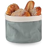 ecooe Brotkorb mit Kordelzug Brotbeutel Ø 25 cm Einfach zu Tragen Brötchenkorb 100% Baumwoll-Brotkorb Grau Brottasche Brotbox Staubdicht