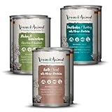 Venandi Animal Premium Nassfutter für Katzen, Probierpaket II, Huhn + Kaninchen, Kalb, Truthahn, 6 x 400 g, getreidefrei und naturbelassen, 2.4 kg