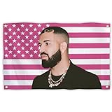 Drake Rap-Album mit Musikflaggen, 90 x 150 cm, mit vier Messingösen, geeignet für Innen- und Außenbereich, Studentenwohnheim, Bars, Musikpartys