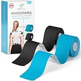 Health Press Kinesiotapes - 2 Kinesiologie Tape Rollen Blau + Schwarz (5cm x 5m) Kinesiotape - Profi Physio Tape und Sporttape - Hautfreundliche Tapes DERMATEST: SEHR GUT