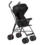 Kindersportwagen,Zusammenklappbarer Kinderwagen,leicht modern klein Buggy mit Liegeposition,Liegefunktion,Ultraleicht (nur 4.5 kg),ideal für Reisen,bis 60 kg (Schwarz, 45 x 67 x 100cm)