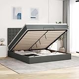 IKAYAA Boxspringbett 160 x 200 cm mit Bettkasten und Matratze, Polsterbett 160 x 200 cm mit stauraum, Stauraumbett 160 x 200 cm mit Matratze und lattenrost, Bett komplett, Dunkelgrau