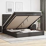 IKAYAA Boxspringbett 160 x 200 cm mit Bettkasten und Matratze, Polsterbett 160 x 200 cm mit stauraum, Stauraumbett 160 x 200 cm mit Matratze und lattenrost, Bett komplett, Kunstleder, Schwarz