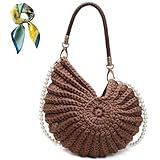 Generisch Handgewebte Muscheltasche mit Perlenkette, Trendige Strandtasche aus Naturfasern - Leicht, Einzigartiges Design