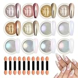 aeathu 22 Stück Chrome Nail Powder, Spiegeleffekt Nagelpuder Grosse Kapazität Glitter Nagelkunst Pulver Nail Chrome Powder Set Crome Pulver Nägel, für Art Nageldesign DIY Salon, Mehrere Farben