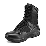 NORTIV 8 Herren Militärstiefel Einsatzstiefel mit Reißverschluss Taktische Boot Security Stiefel Kampfstiefel Springerstiefel Armee Outdoor Trekking Schuhe,Size 46,Schwarz,RESPONSE