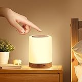 Aisutha LED Nachttischlampe Touch Dimmbar mit 10 Farben und 4 Modi, Holzmaserung Nachtlicht USB Aufladbar, Tischlampe mit Timing Funktion für Schlafzimmer Wohnzimmer und Kinderzimmer